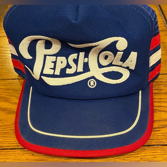 Pepsi-Cola Other - VINTAGE Pepsi-Cola 3 stripe trucker hat, blue/red, adjustable, made in USA